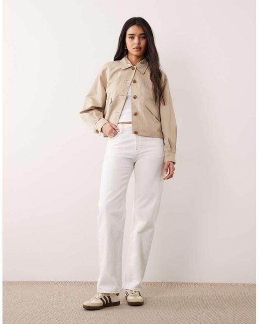 Calvin Klein Natural Nylon Woven Day Short Jacket With Collar
