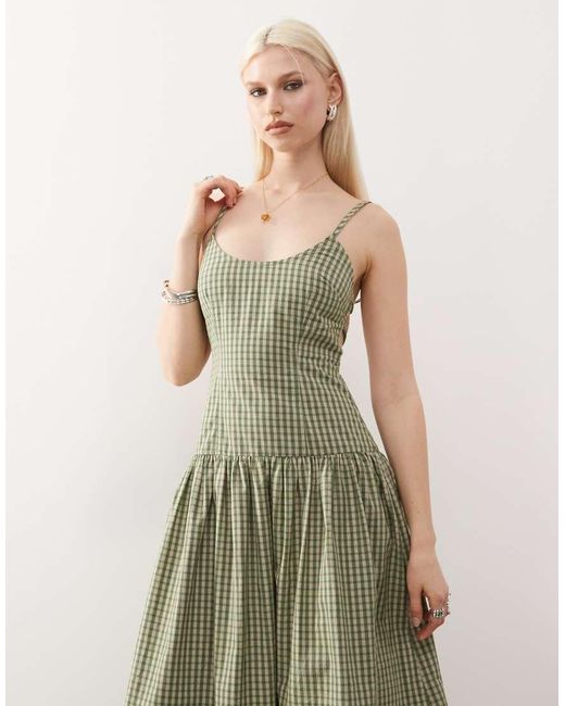 Collusion Green Scoop Neck Drop Waist Maxi Dress
