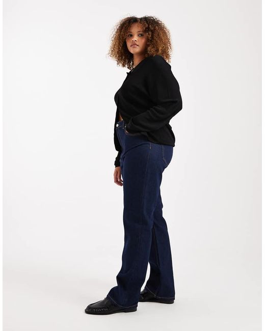 ASOS Blue Asos Design Curve High Rise Slim Straight Jean