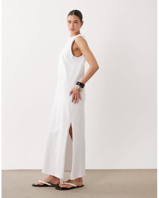 asos t shirt midi dress ASOS DESIGN supersoft premium rib T shirt midi dress in oat