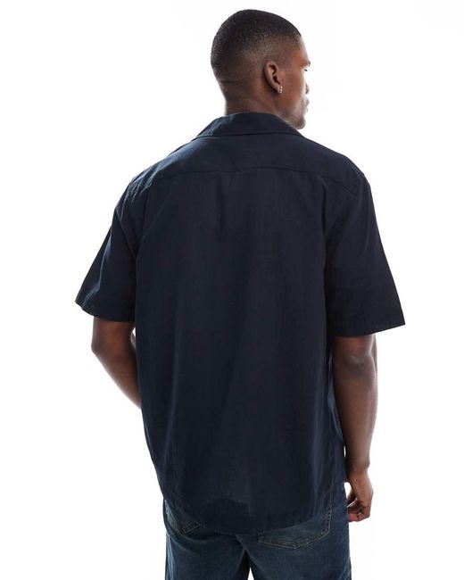 Camicia A Maniche Corte Con Rever di Fred Perry in Blue da Uomo