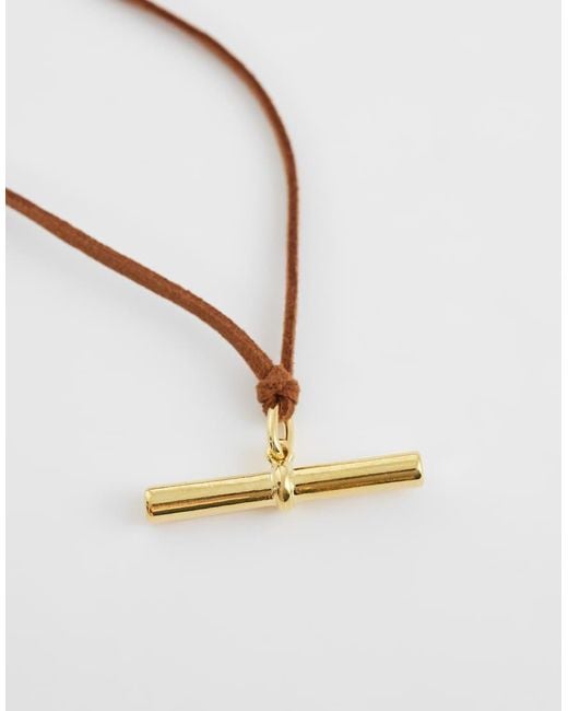 Orelia Metallic T-Bar Cord Necklace