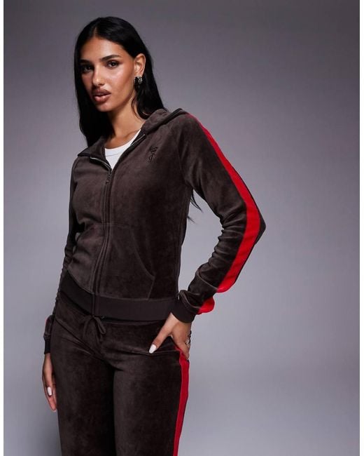 Juicy Couture Blue Co-ord Zip Through Stripe Logo Hoodie