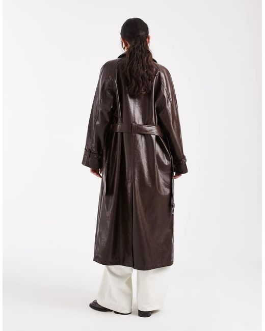 ASOS White Vinyl Top Collar Trench Jacket