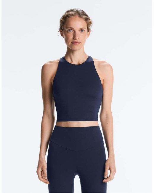 Oysho Blue Comfortlux Strap Tank Top With Cups