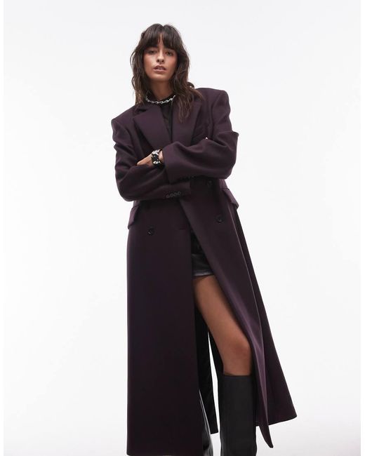 & Other Stories Blue Double-Breasted Wool Maxi Coat