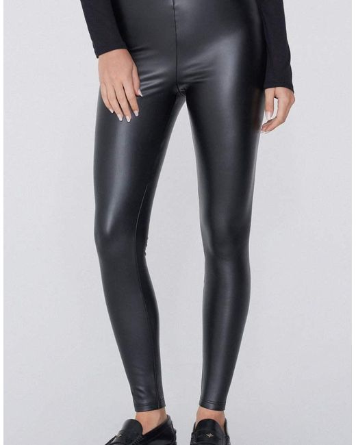 Tezenis Gray Leather-Effect Thermal Leggings