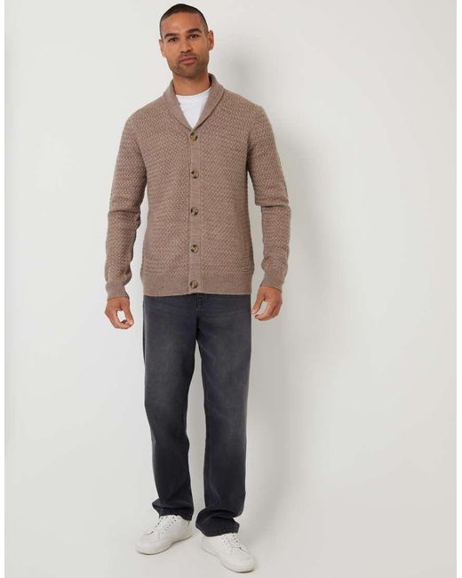 Threadbare Brown Shawl Collar Knitted Cardigan for men