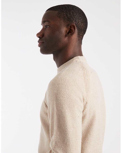 Threadbare Natural Knitted Crew Neck Jumper for men