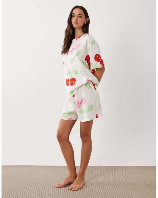 ASOS Multicolor Oversized Tee And Shorts Pyjama Set With