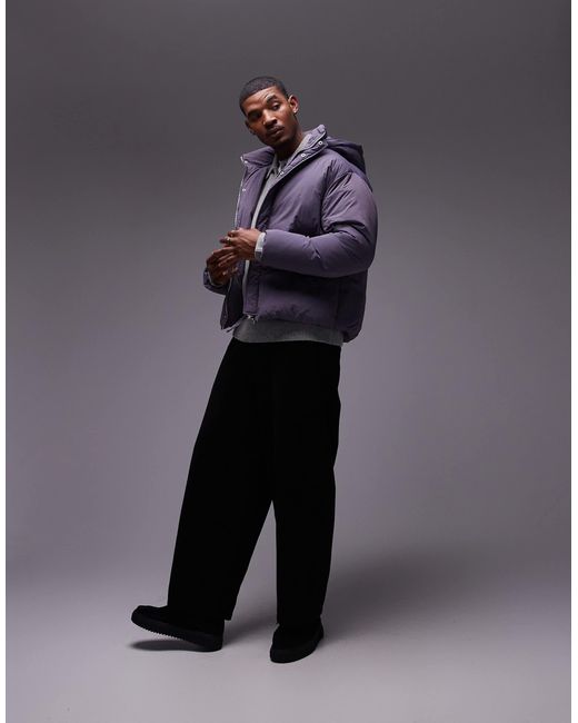 Topman Purple Collared Puffer Jacket for men