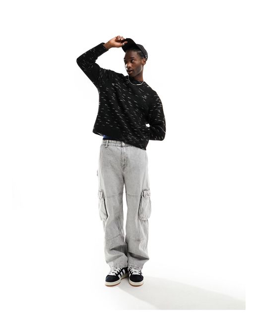 Weekday Black Norman Relaxed Space Dye Jumper for men