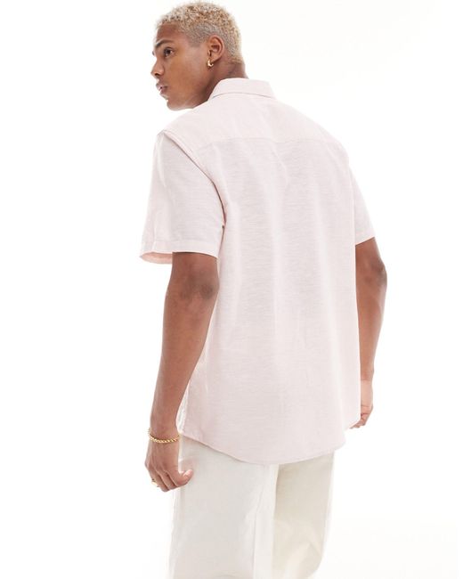ASOS White Smart Linen Look Shirt With Cutaway Collar for men