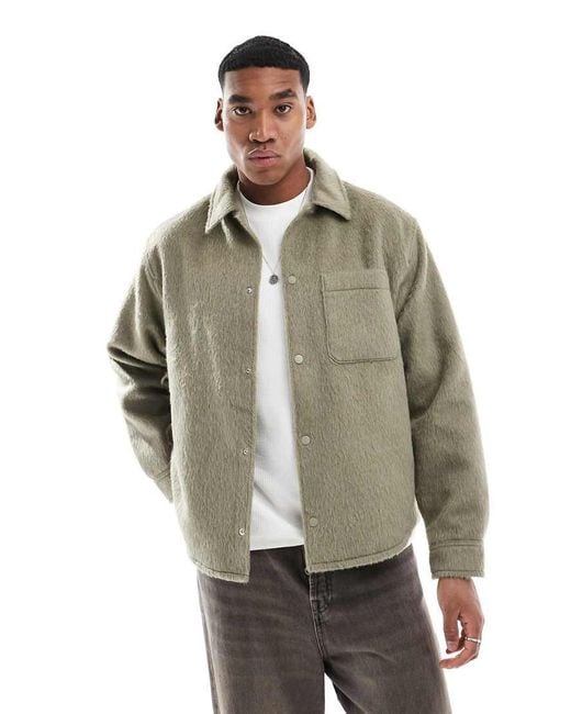 Pull&Bear Gray Textured Shacket for men