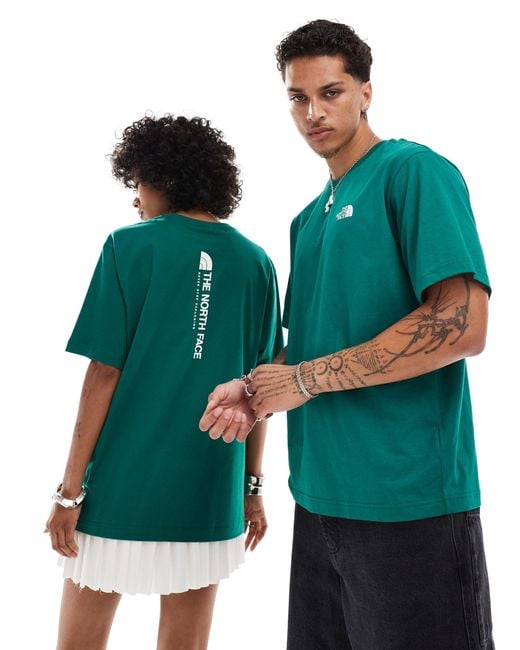 The North Face Green Vertical Nse Logo Backprint Oversized T-shirt