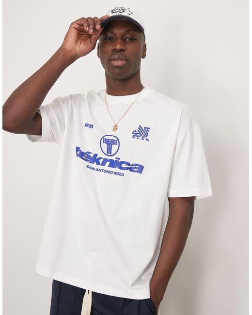 Camiseta Blanca Extragrande Con Estampado Gráfico Deportivo De ASOS de hombre de color White