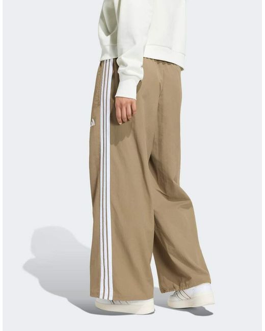 Adidas Originals Natural Iconic Woven Wide Leg Track Pants With Bunjees