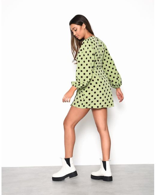 Glamorous Green Wrap Mini-Dress