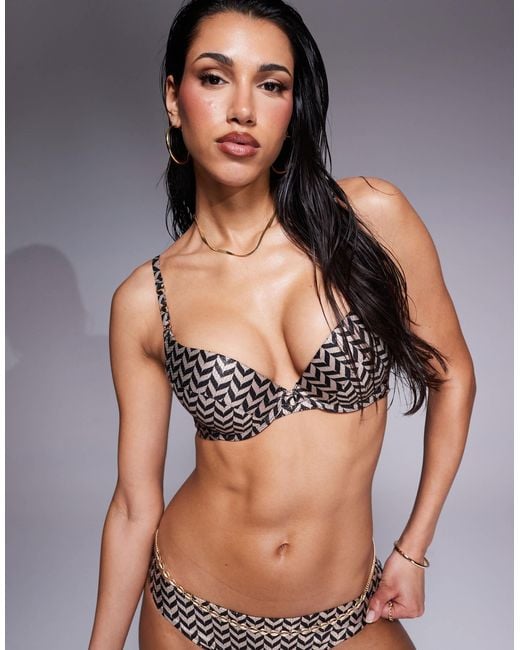 Boux Avenue Multicolor – push-up-bikinioberteil mit zickzackmuster
