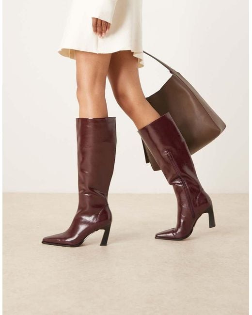 ASOS Natural Clara Chisel Toe Knee Boots