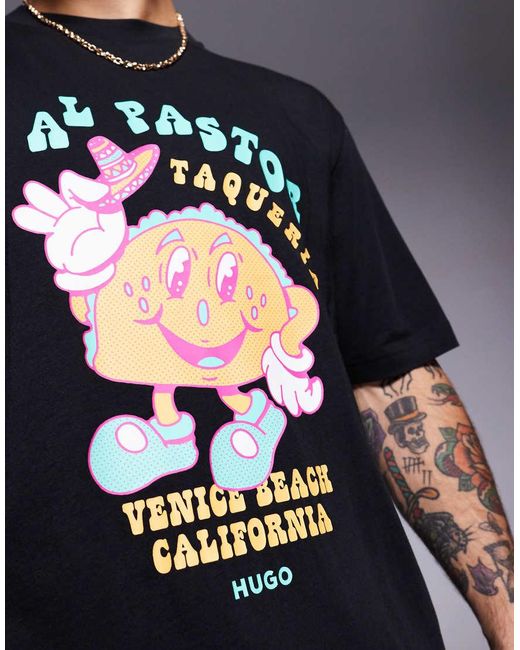 HUGO Taco Print T-shirt in Blue for Men | Lyst UK