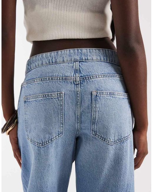 ONLY Blue Avona Mid Rise Barrel Jeans