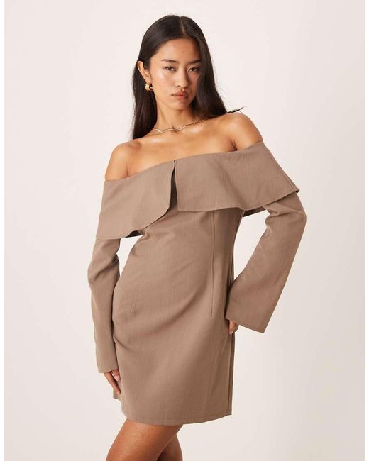 ASOS Natural Off Shoulder Mini Dress