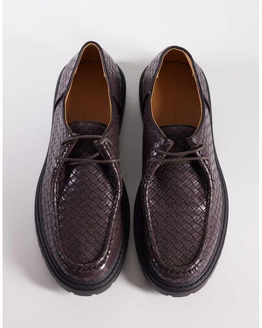 SEQWL Brown Pier Woven Lace Up Shoe for men