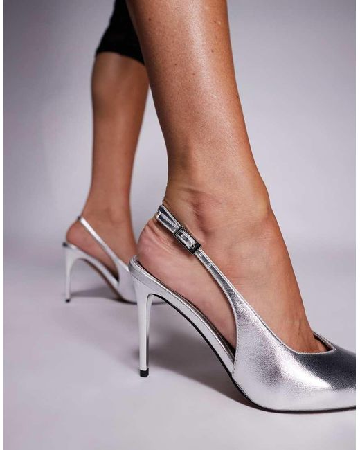 ASOS Purple Wide Fit Phoenix Slingback Electroplated High Heel Shoes
