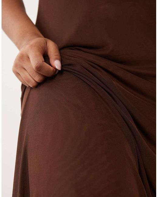 ASOS Brown Asos Design Curve Sheer Mesh Bandeau Maxi Dress