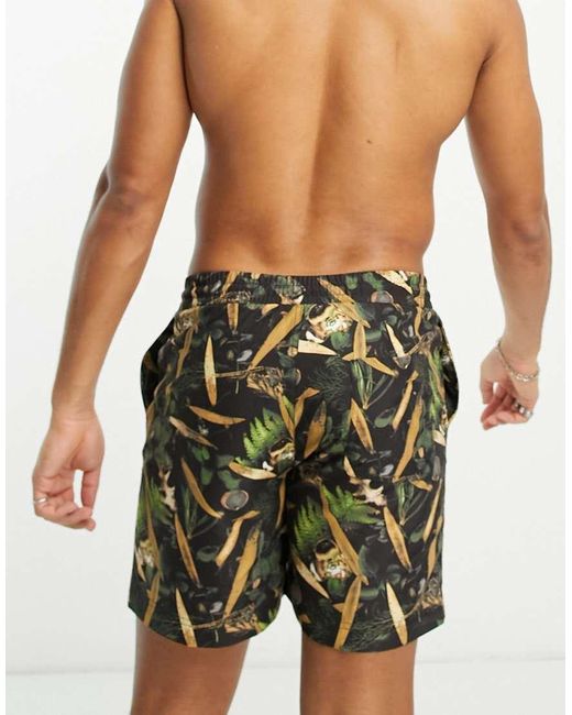 Carhartt Black Slater Print Swim Shorts for men