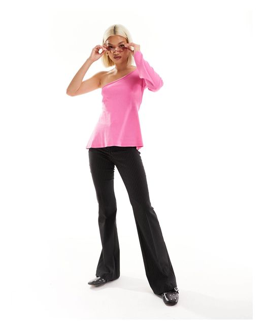 Monki Pink Long Sleeve One Shoulder Top