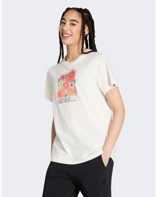 Adidas Originals White Floral Loose Graphic T-shirt 2