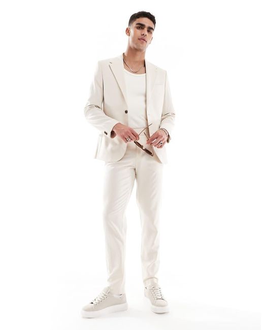 ASOS White Four Way Stretch Skinny Suit Jacket for men