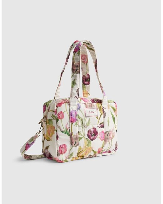 River Island White Floral Print Holdall Bag