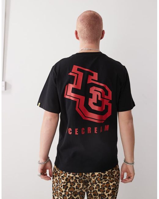ICECREAM T-Shirt Van Zware Kwaliteit Met Logoprint Op De Achterkant in het Red voor heren