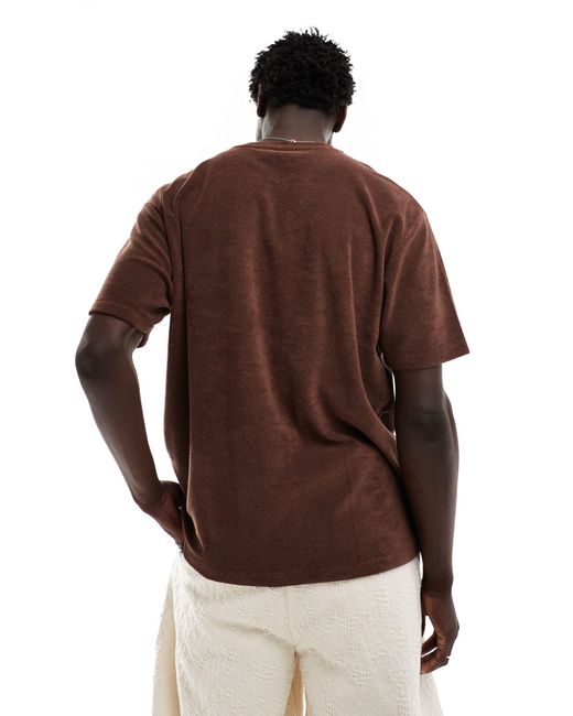 ASOS – locker geschnittenes t-shirt aus frottee in Brown für Herren
