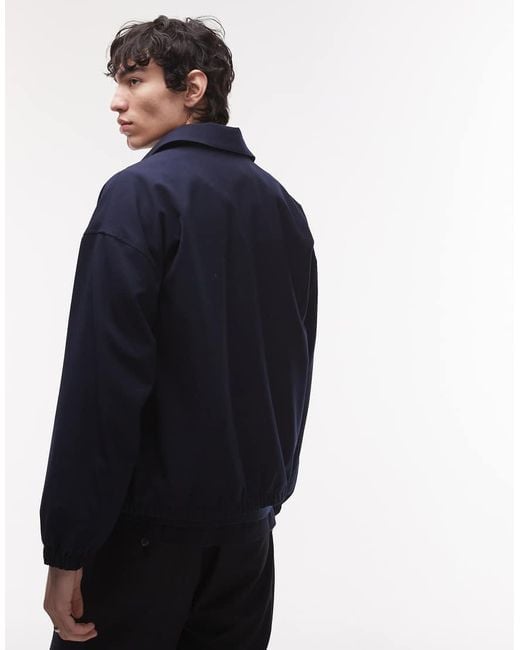 TOPMAN Harrington Jacket in Blue for Men Lyst UK