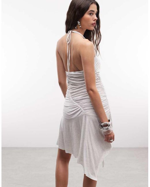 Monki White Asymmetric Jersey Mini Dress