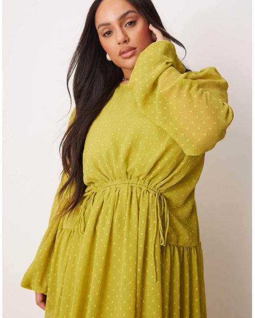 ASOS Yellow Asos design curve – maxikleid aus genopptem stoff