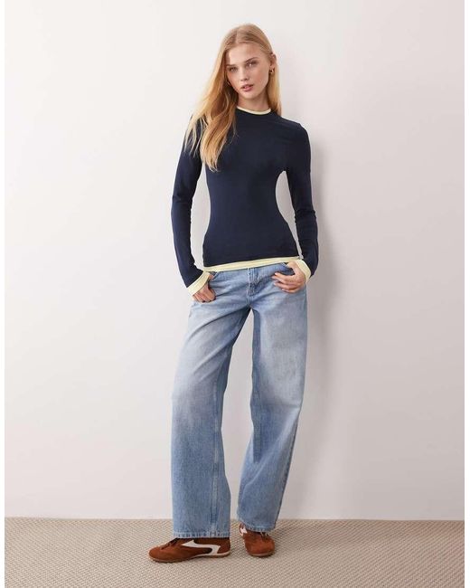 ASOS Blue Long Sleeve Double Layer Top