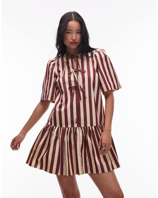 & Other Stories White Mini Dress With Drop Waist And Tie Front