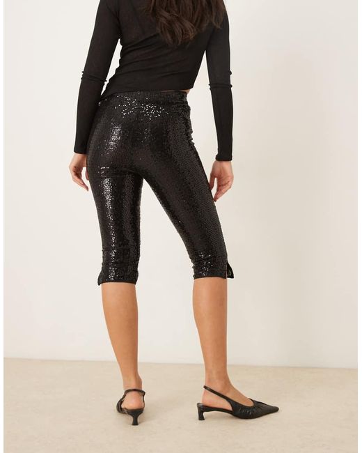 ASOS Black Tailored Sequin Capri Trousers
