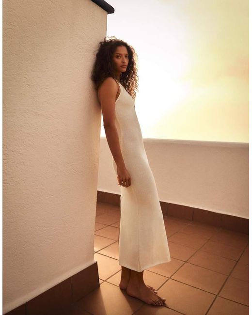 Bershka Natural Halter Midi Dress