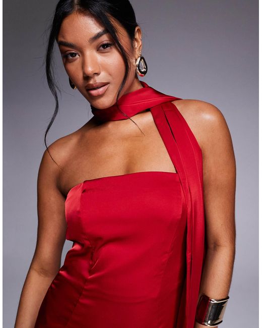 strapless mini dress with neck scarf Pre-Order