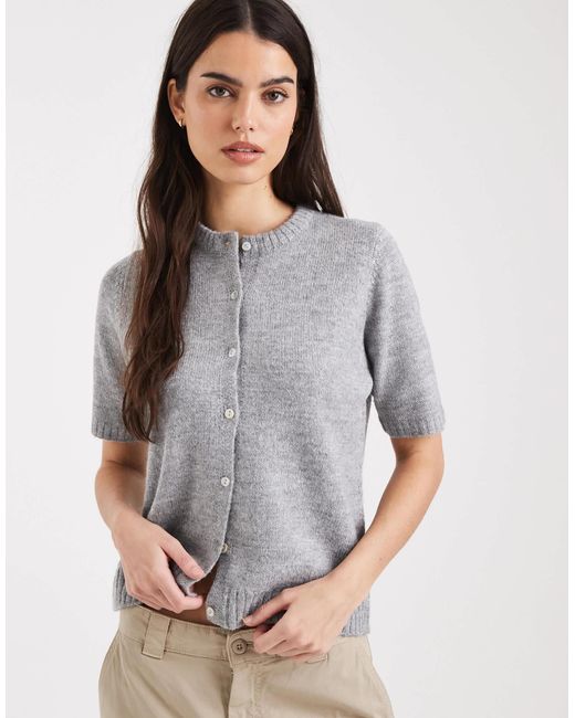 Threadbare Gray – kurzärmlige strickjacke