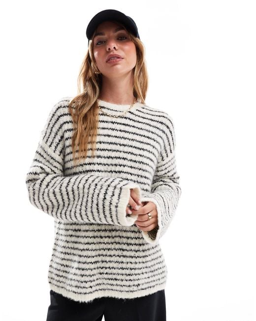 4th & Reckless Blue Wool Mix Textured Wide Sleeve Crew Neck Jumper