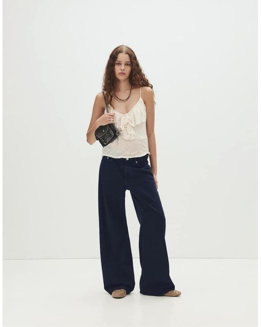 Jeans Larghi Oversize Indaco Scuro di Pull&Bear in Blue