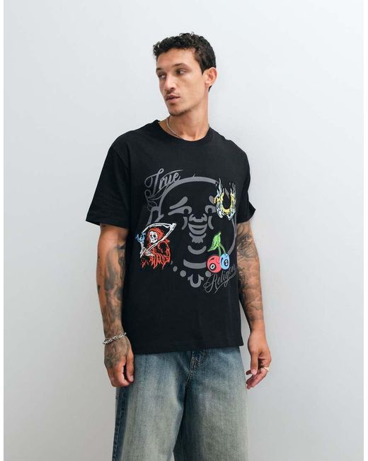 True Religion White Short Sleeve Buddha Face Graphic Standard Fit T-shirt for men