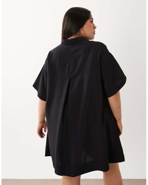 ASOS Black Asos Design Curve Techy Fabric Relaxed Short Sleeve Mini Dress